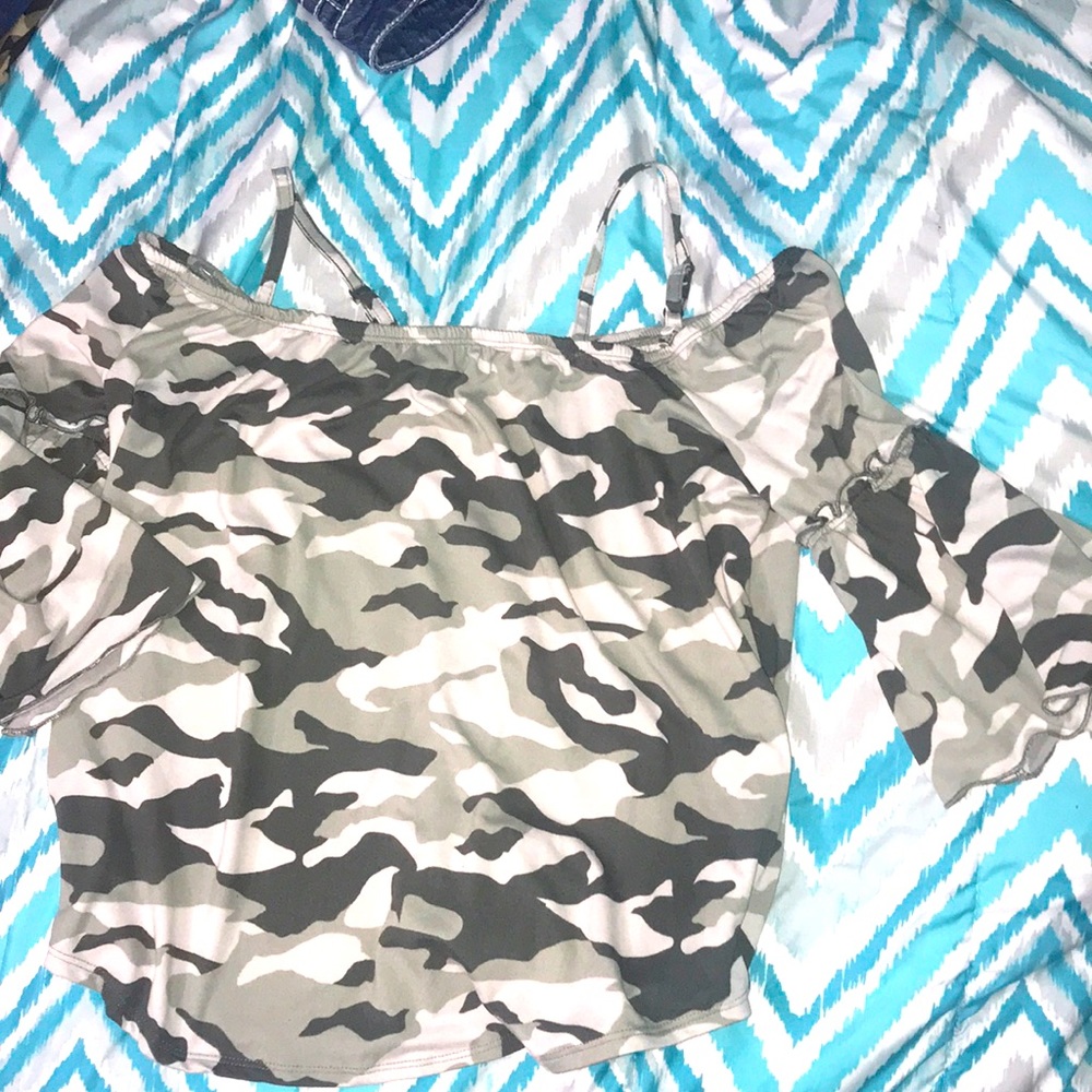 Off the shoulder camo top